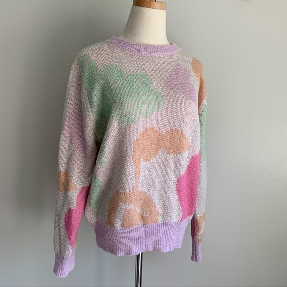 FRNCH Paris pastel crewneck sweater mohair wool blend size small multicolor - Picture 3 of 9